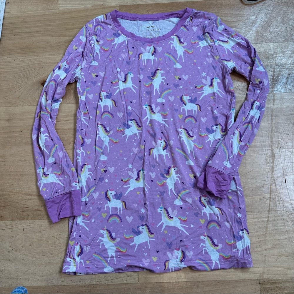 Little Sleepies Purple Sienna’s Unicorns Girls Long Sleeve Pajama Top size 10